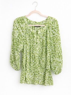 APT. 9 Green Print Peasant Blouse | Size Small